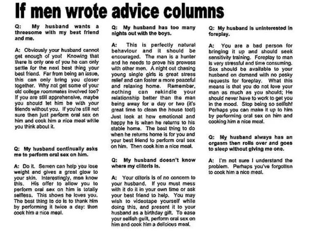 Male woman advice column